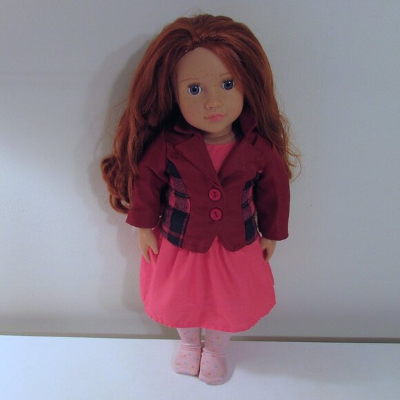 Our Generation Clothing, red riding jacket, pink dress and tights - Picture 5 of 7